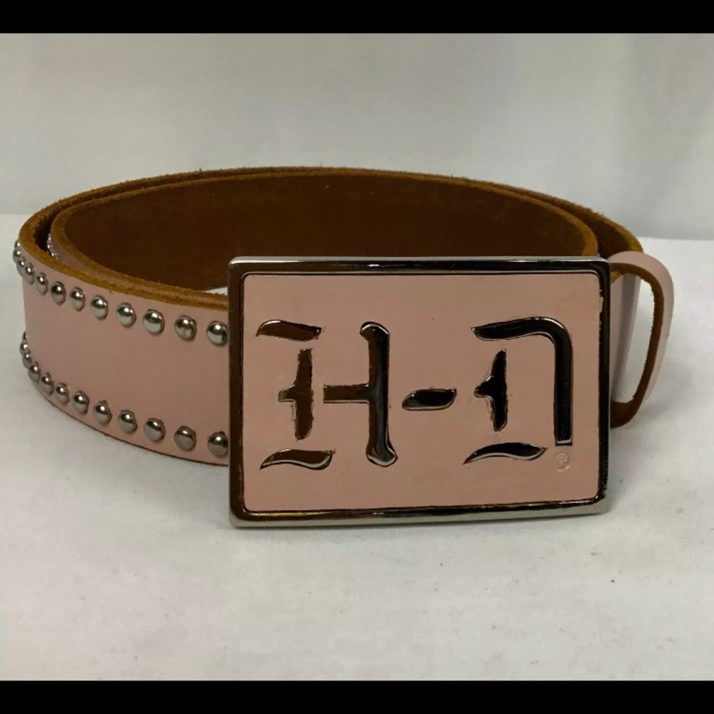 Harley Davidson Womens H-D Studded Genuine Pink Leather Belt M Rhinestone